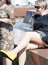 12 pictures - Flirty black stockings upskirt